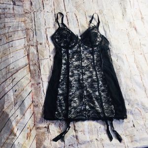 Victoria’s Secret Black Lace Nightie W/ Garter 36B